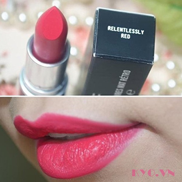 Son MAC Retro Matte Màu Relentlessly Red - Đỏ Hồng San Hô - Image 7