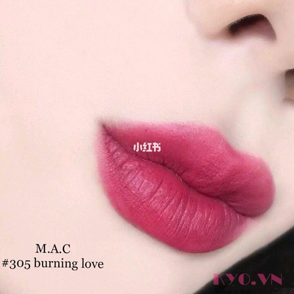 Son MAC Powder Kiss Màu Burning Love 305 - Đỏ Tím Rượu - Image 2