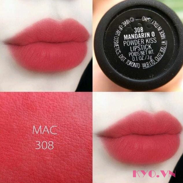 Son MAC Powder Kiss Màu Mandarin O 308 - Hồng Cam đào - Image 5