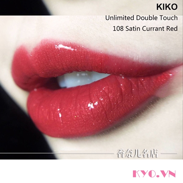 Son Kiko Unlimited Double Touch Satin Currant Red 108 - Đỏ mận - Image 3