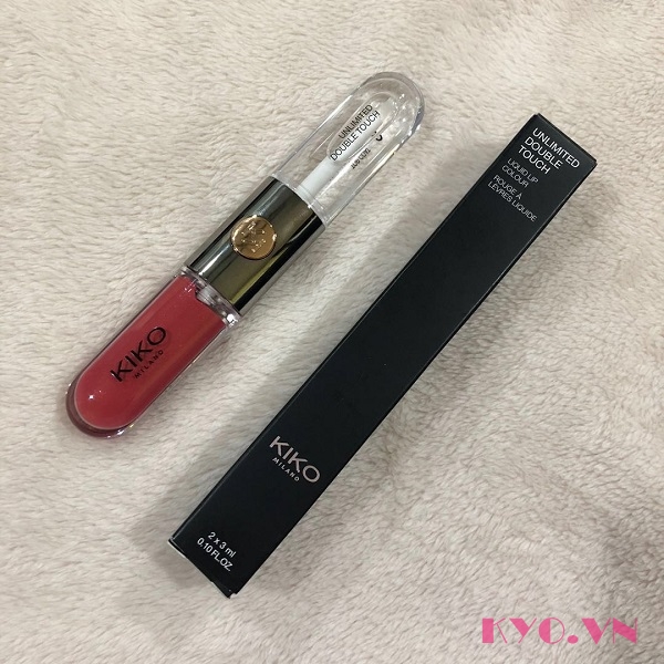 Son Kiko Unlimited Double Touch Satin Currant Red 108 - Đỏ mận - Image 5