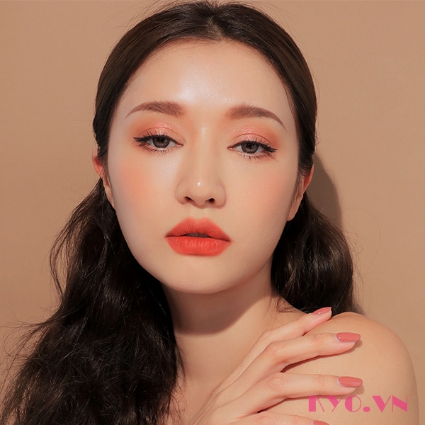 Son 3CE Cloud Lip Tint Peach Tease - Cam san hô - Image 7
