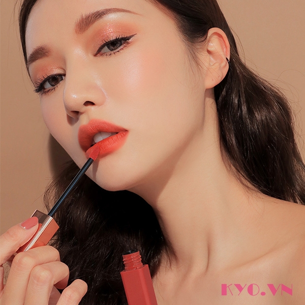 Son 3CE Cloud Lip Tint Peach Tease - Cam san hô - Image 10