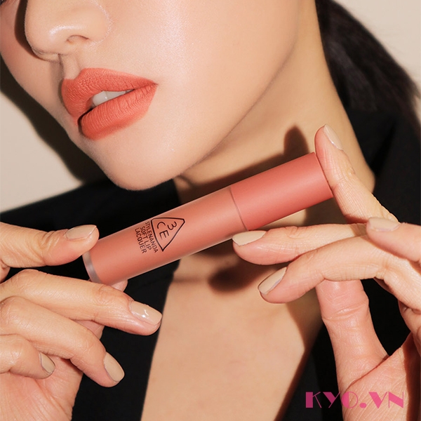 Son 3CE Soft Lip Lacquer Peach Tea – Cam đào nude - Image 5