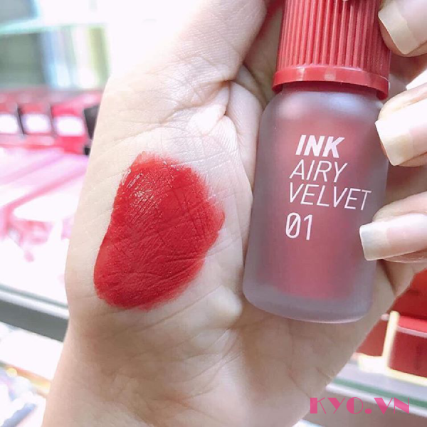 Son Peripera Ink Airy Velvet Tint 01 Hotspot Red - Đỏ hồng trầm - Image 4