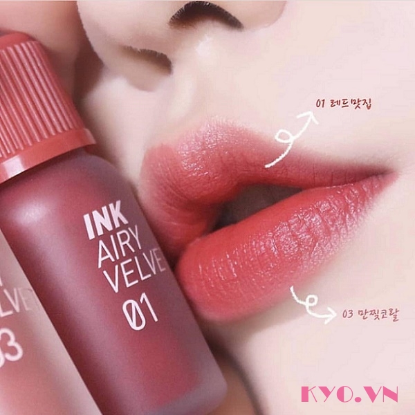 Son Peripera Ink Airy Velvet Tint 01 Hotspot Red - Đỏ hồng trầm - Image 3
