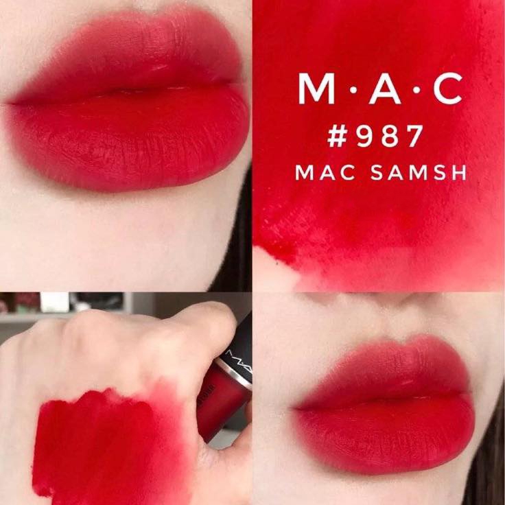 Son Kem Mac Powder Kiss Liquid Lipcolour Màu 987 M-A-C Smash - Đỏ Tươi - Image 4