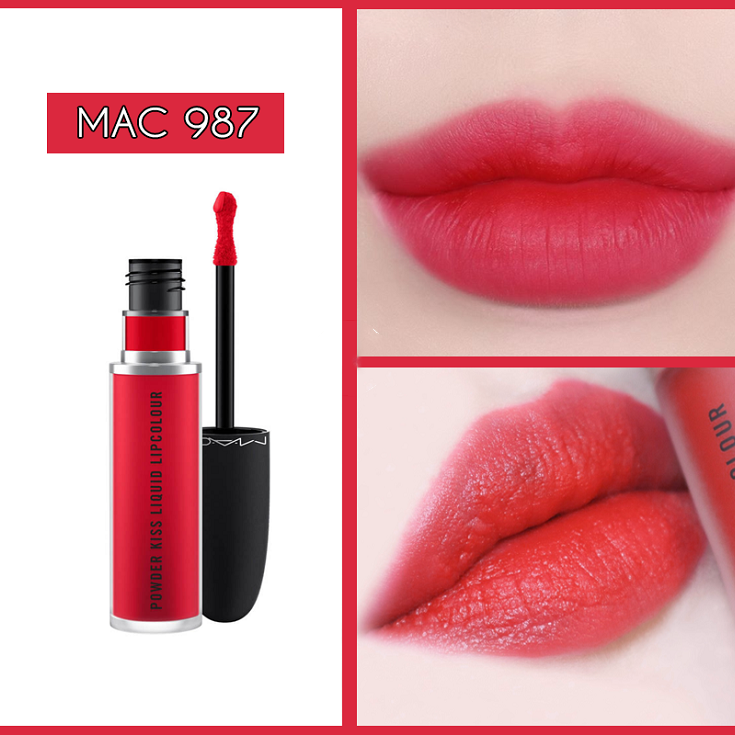 Son Kem Mac Powder Kiss Liquid Lipcolour Màu 987 M-A-C Smash - Đỏ Tươi - Image 3