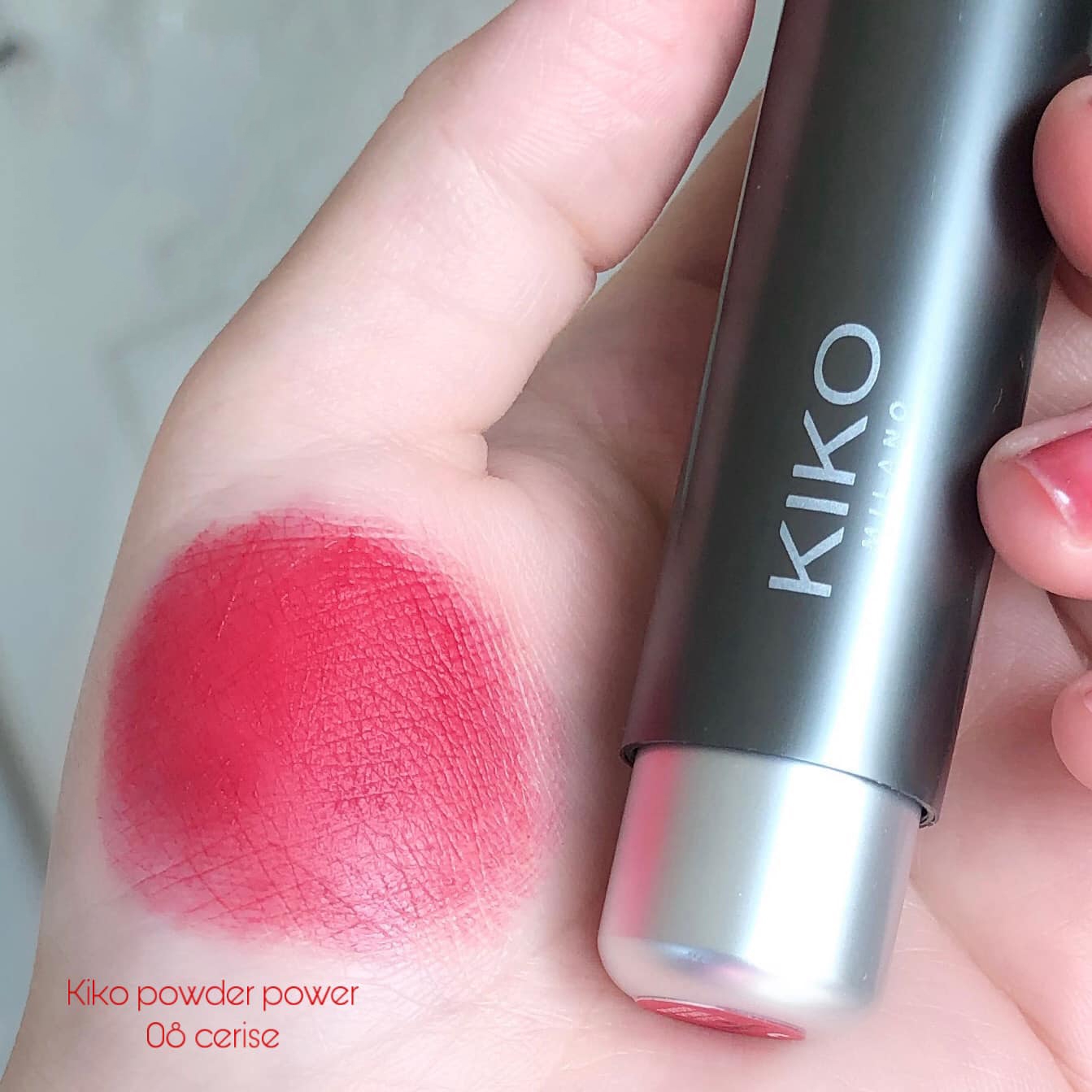 Son Kiko Powder Power Lipstick Cerise 08 (New) – Đỏ san hô - Image 6
