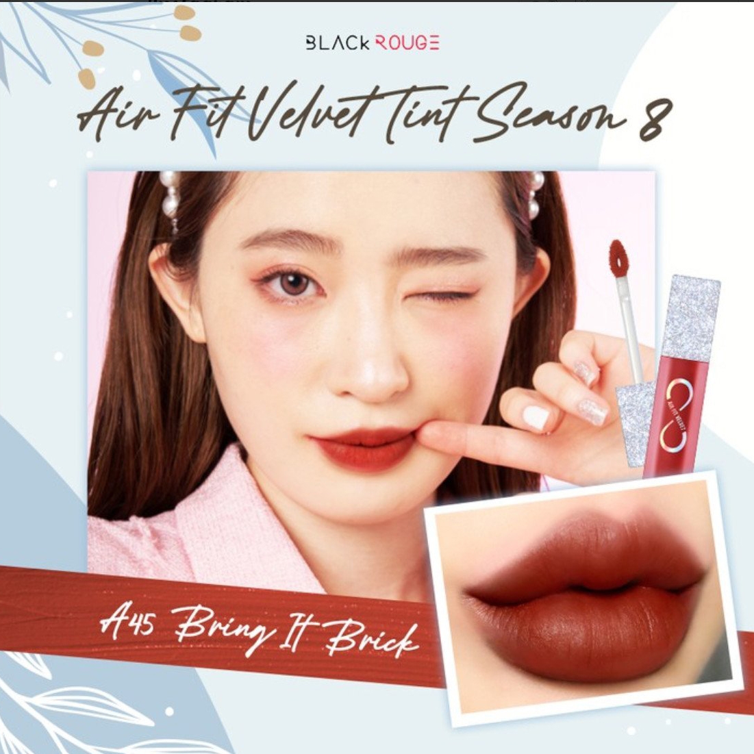 Son Black rouge Air Fit Velvet Tint Ver 8 màu A45 - Đỏ trầm - Image 4