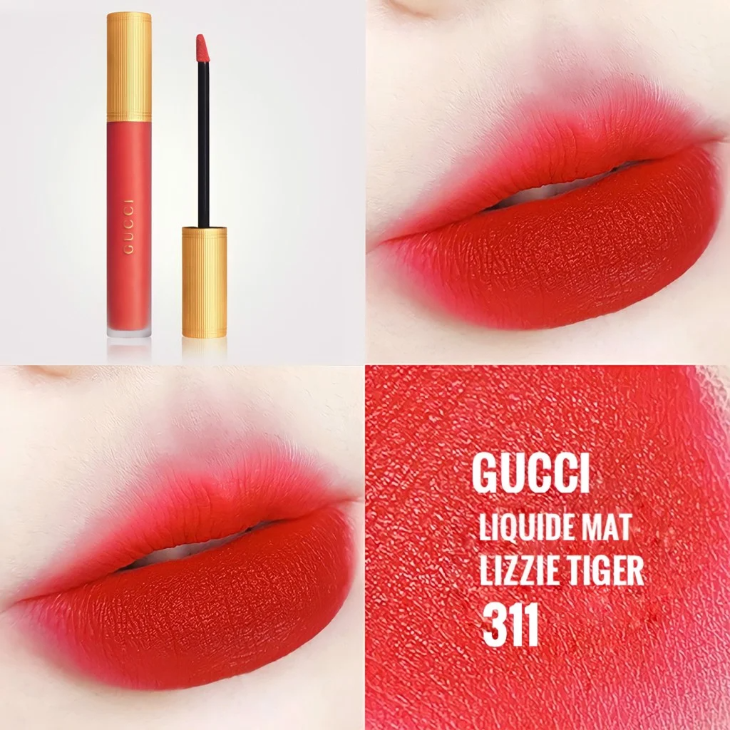 Son Kem Lì Gucci Rouge Liquid Matte 311 Lizzie Tiger - Màu Đỏ Cam - Image 3