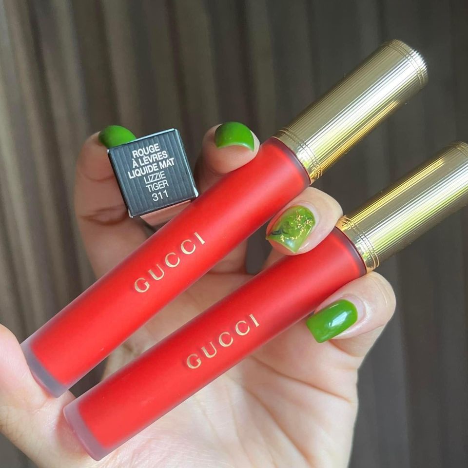 Son Kem Lì Gucci Rouge Liquid Matte 311 Lizzie Tiger - Màu Đỏ Cam - Image 7