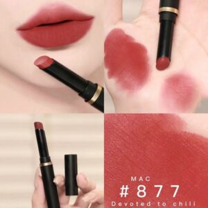 Son MAC Powder Kiss Velvet Blur Slim 877 Devoted To Chili - Màu Đỏ Đất - Image 3