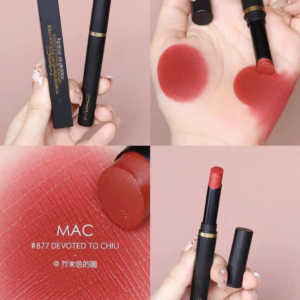 Son MAC Powder Kiss Velvet Blur Slim 877 Devoted To Chili - Màu Đỏ Đất - Image 10