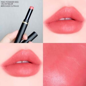 Son MAC Powder Kiss Velvet Blur Slim 898 Sheer Outrage - Màu Hồng Đào - Image 3