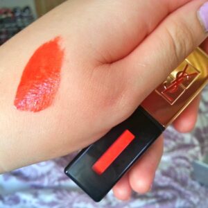 Son Kem YSL Rouge Pur Couture Glossy Stain Laque 08 Orange De Chine – Màu Cam Đào - Image 3