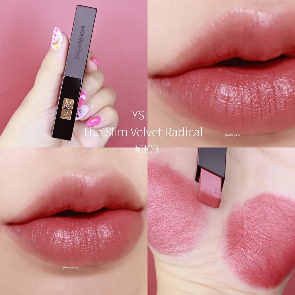 Son YSL The Slim Velvet Radical 303 Rose Incitement - Màu Hồng Đào - Image 2