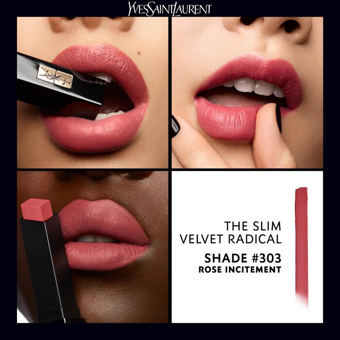 Son YSL The Slim Velvet Radical 303 Rose Incitement - Màu Hồng Đào - Image 8