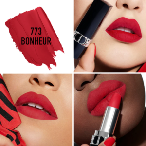 Son Dior Velvet 773 Bonheur (New) - Màu Đỏ Hồng - Image 3