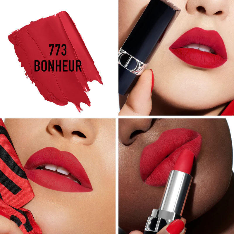 Son Dior Velvet 773 Bonheur (New) - Màu Đỏ Hồng - Image 3