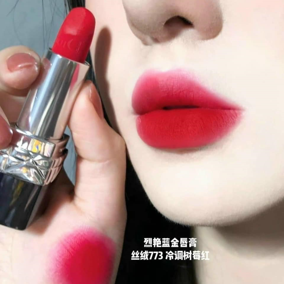 Son Dior Velvet 773 Bonheur (New) - Màu Đỏ Hồng - Image 2