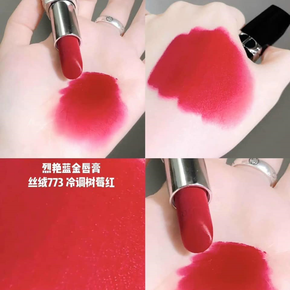 Son Dior Velvet 773 Bonheur (New) - Màu Đỏ Hồng - Image 6