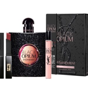 Set Nước Hoa Nữ YSL Black Opium Holiday Party Kit Sét 3 Món (90ML + 10ML + Son YSL Slim 308 Màu Đỏ Đậm) - Image 3