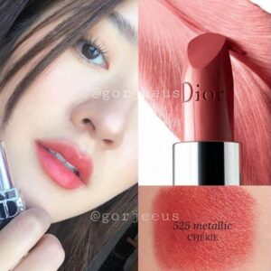 Son Dior Rouge Dior Metallic 525 Chérie New - Màu Hồng Đào - Image 4