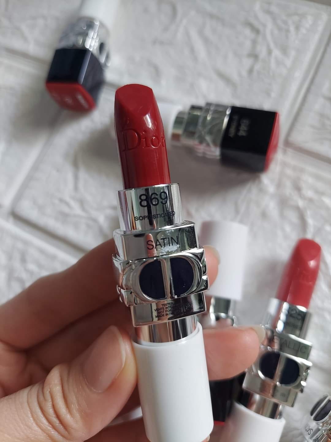 Son Dior Rouge Dior Satin 869 Sophisticated New - Màu Đỏ Nâu - Image 6