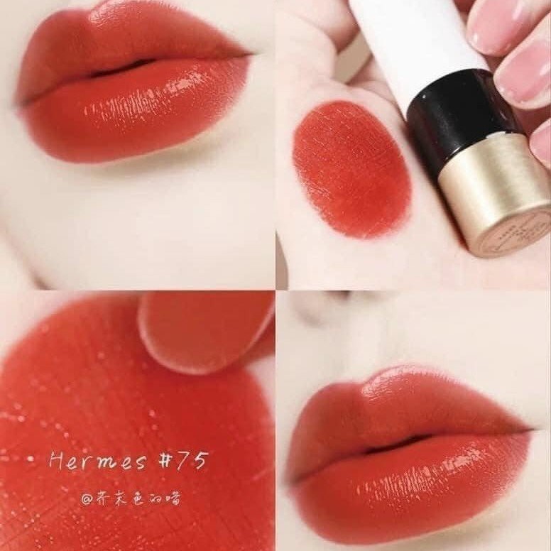 Son Hermès Satin 75 Rouge Amazone - Màu Đỏ Cam Cháy - Image 3