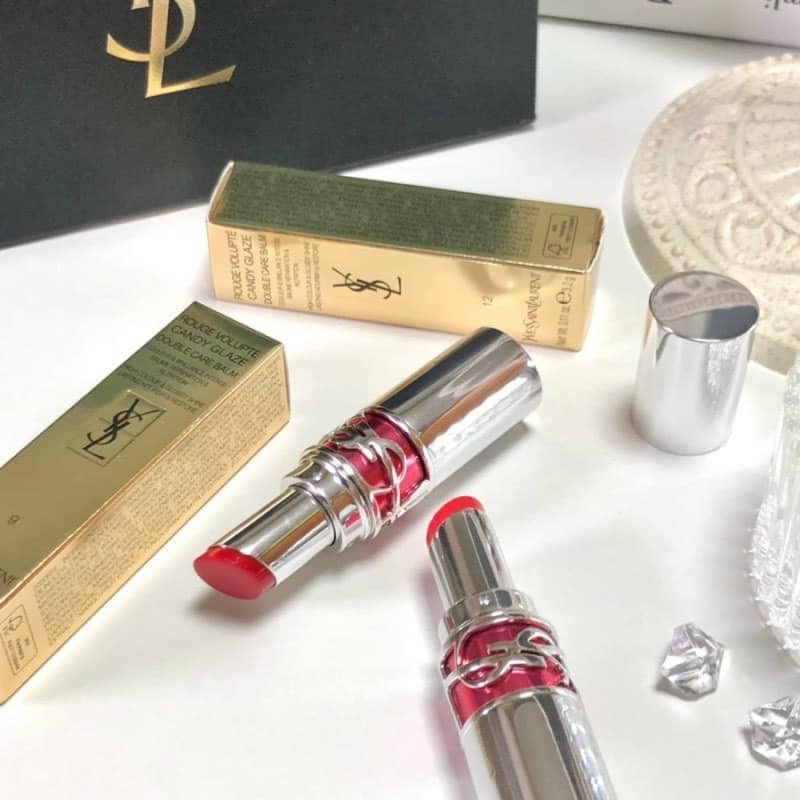 Son YSL Rouge Volupte Candy Glaze 9 Tangerine Tease - Màu Đỏ Tươi Ánh Cam - Image 6
