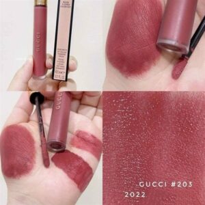 Son Kem Lì Gucci Rouge Liquid Matte 203 Mildred Rosewood (New) - Màu Hồng Nâu - Image 3