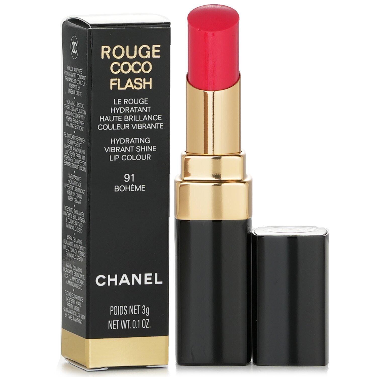 Son Chanel Rouge Coco Flash Hydrating Vibrant Shine Lip Colour 91 Boheme - Màu Hồng Đỏ - Image 7