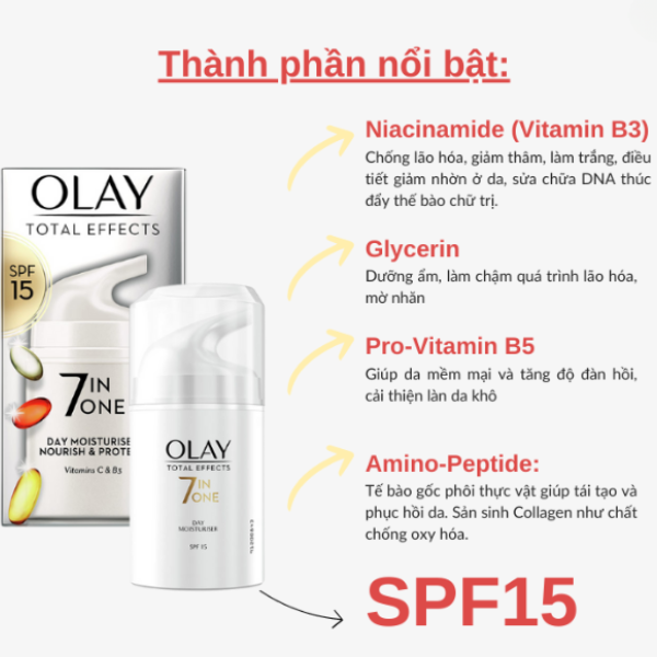 Kem Dưỡng Trắng Ban Ngày Olay 7In1