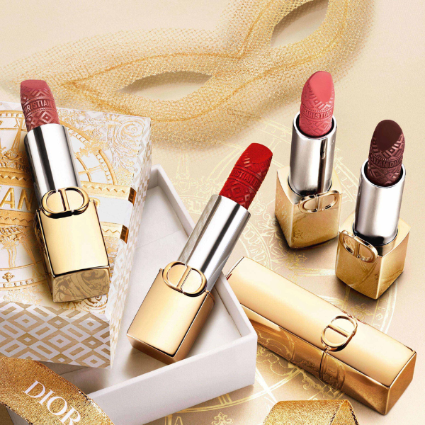 Son Dior Rouge Dior Lipstick Limited Edition Golden Case 284 Rose Bavarde Velvet - Màu Hồng Đất - Image 7
