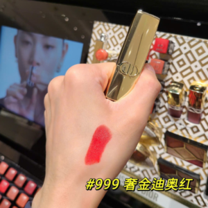Son Dior Rouge Dior Lipstick Limited Edition Golden Case 999 Classic Red Velvet - Màu Đỏ Tươi - Image 4