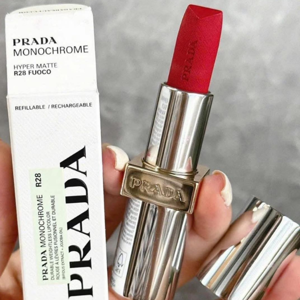 Son Prada Monochrome Hyper Matte Lipstick R28 Fuoco - Màu Đỏ Thuần - Image 8